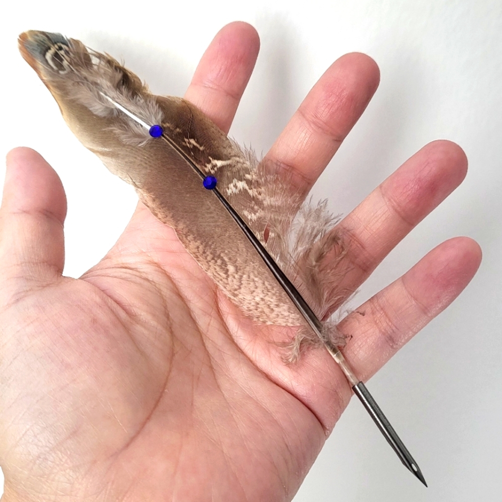 New real feather quill pen with blue crystals. Harry Potter halloween prop